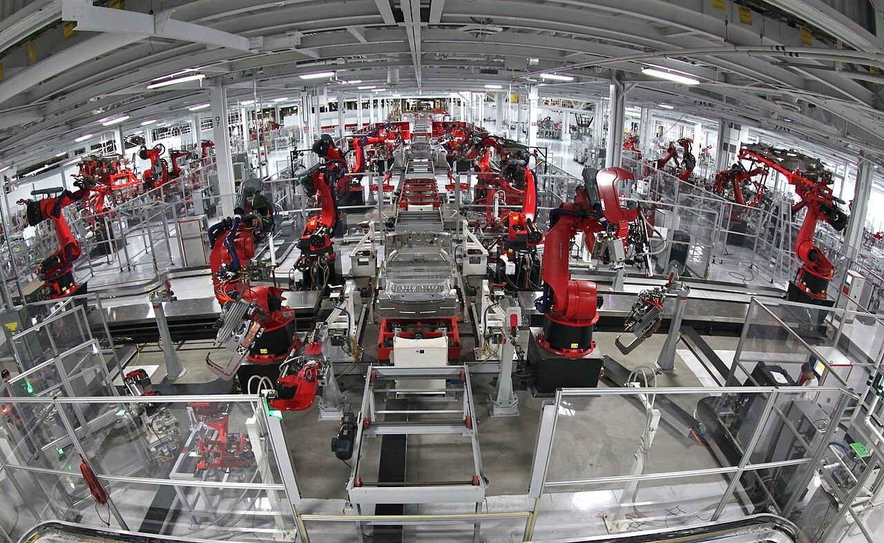 Tesla’s assembly line at Fremont, California, March 21, 2012. A historical production view; the image does not document the working conditions alleged in later cases.